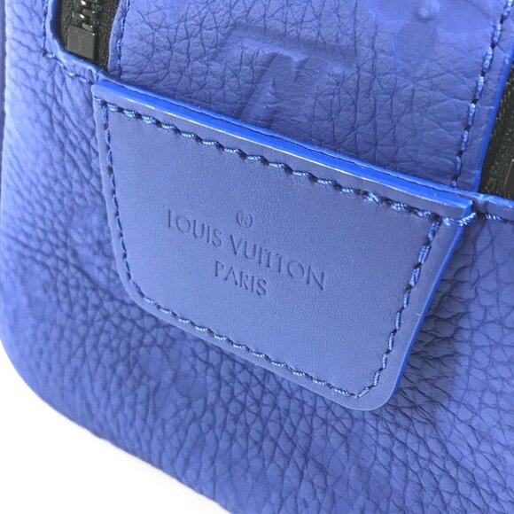 LOUIS VUITTON Blue Monogram Leather Clutch Bag - Picture 7 of 14
